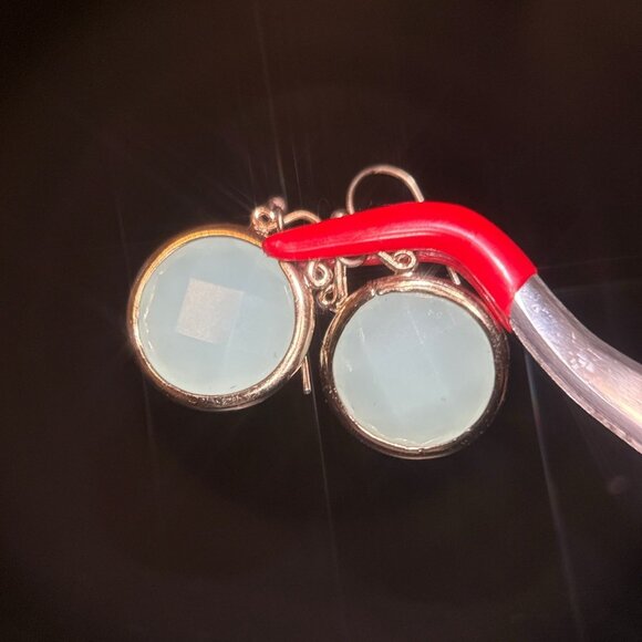 Green Round Stone Earrings - Picture 2 of 5